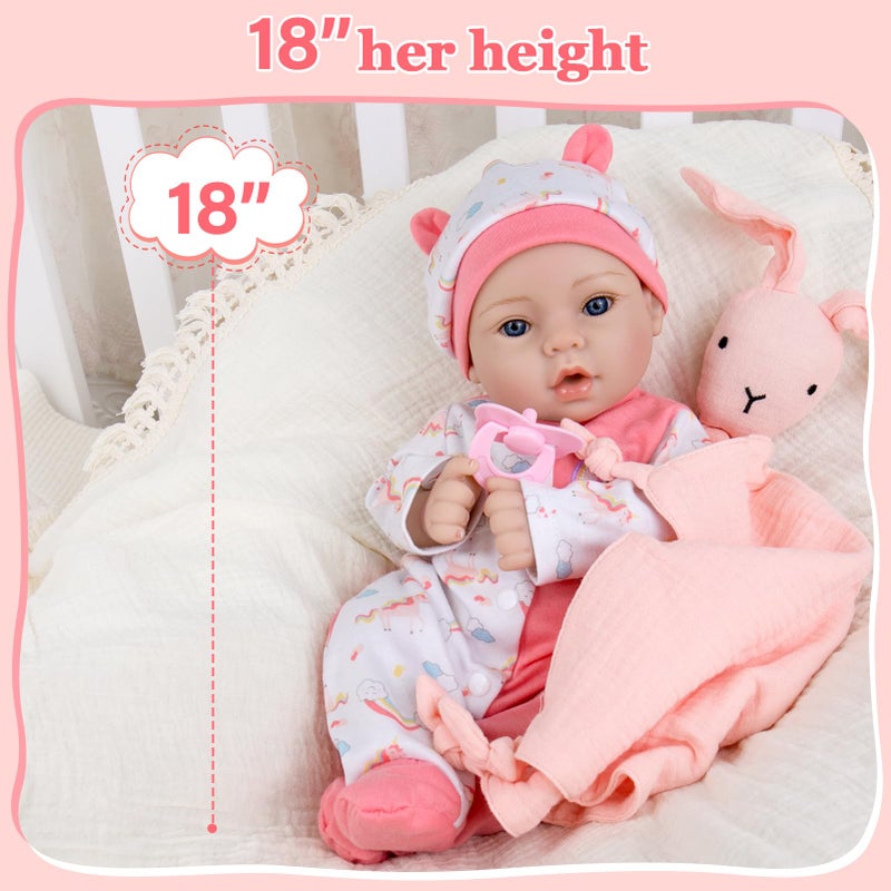 Aori Reborn Baby Dolls Lifelike - 18-inch Real Life Newborn Girl with Ultra-Realistic Handcrafted Details & Flexible Limbs  Gift Set for Kids 3+  Parents  Elderly and Collectors - Image 5